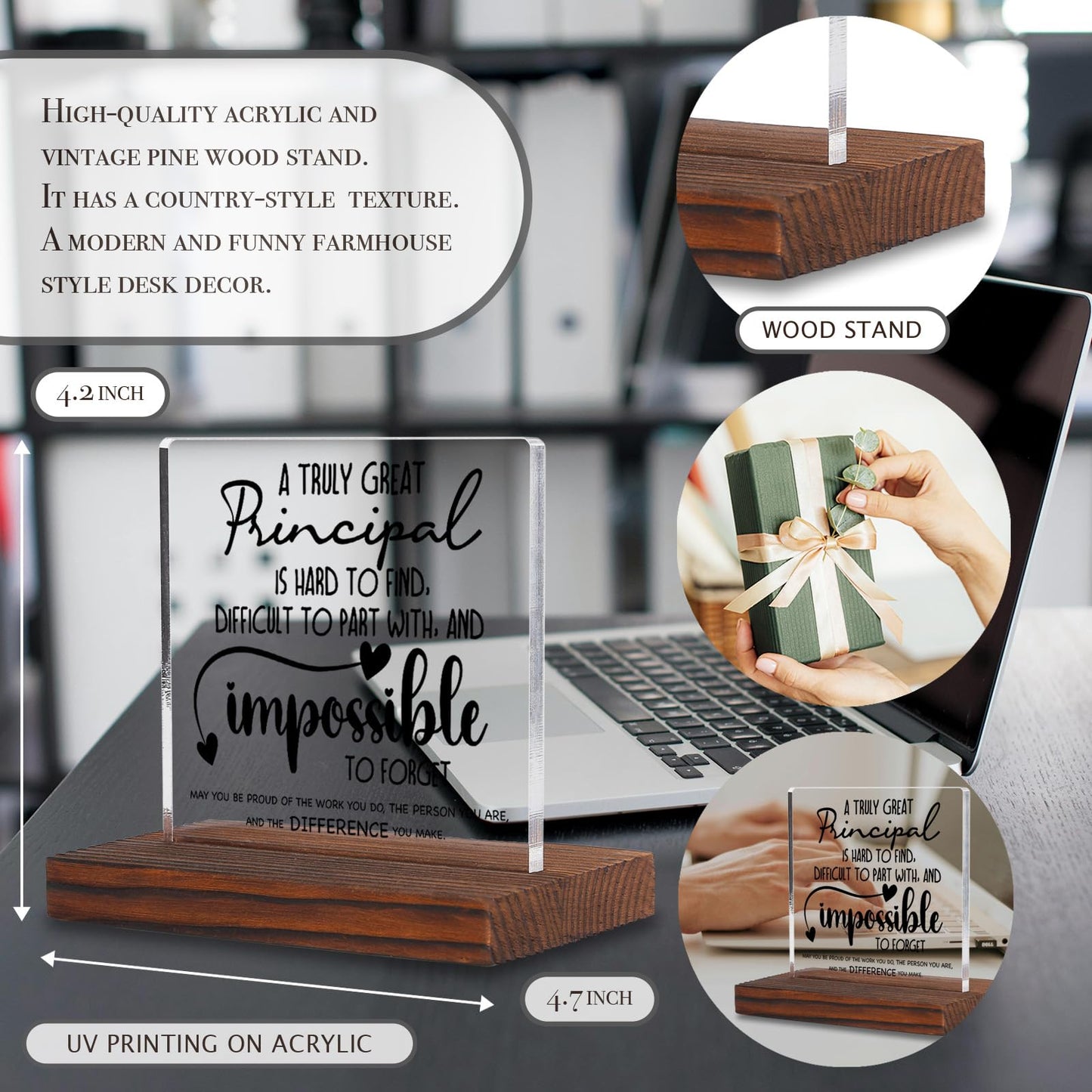 Principal Office Decor, Principal Gifts for Women Men, Principal Appreciation Thank You Gifts Desk Decorations Decorative Signs Plaques ABC78