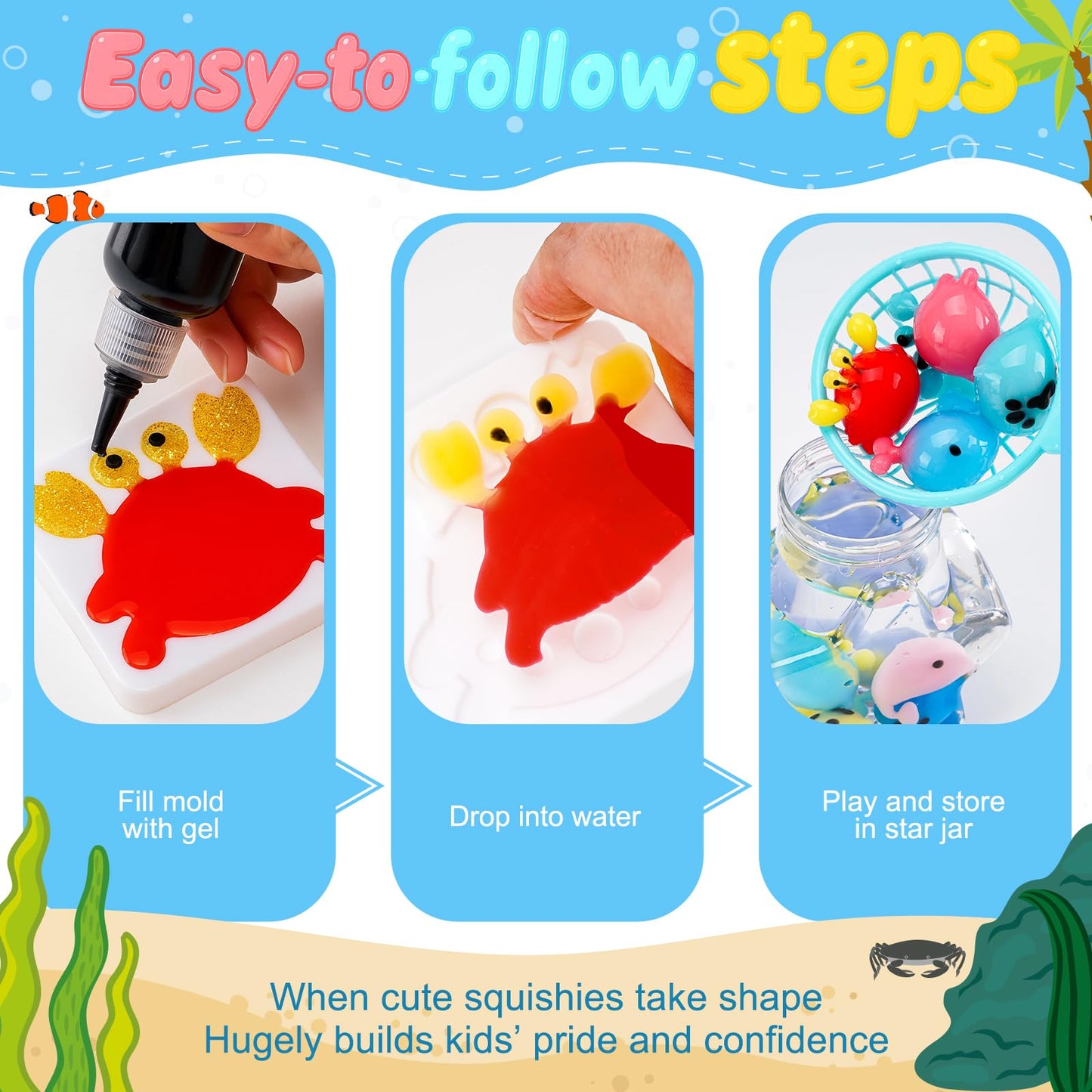 Teexpert Magic Water Elf Toy Kit – Art and Crafts for Kids Girls Boys Ages 3 4 5 6 7 8 9 10 11 12 - DIY Craft Toy Birthday to Make Aqua Fairy Squishy Water Pets