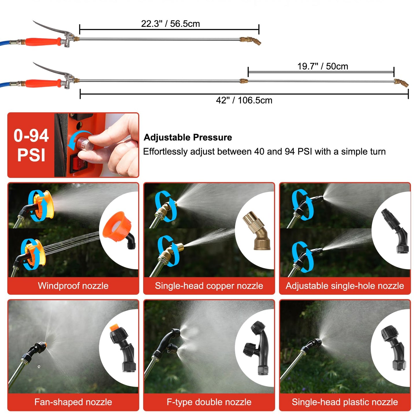 Toovem Battery Powered Backpack Sprayer 4 Gallon, Weed Yard Sprayer with Wand, Electric Backpack Garden Sprayer with Wheeled Cart for Weeding, Adjustable 0-94 PSI, 10FT Hose, 6 Nozzles