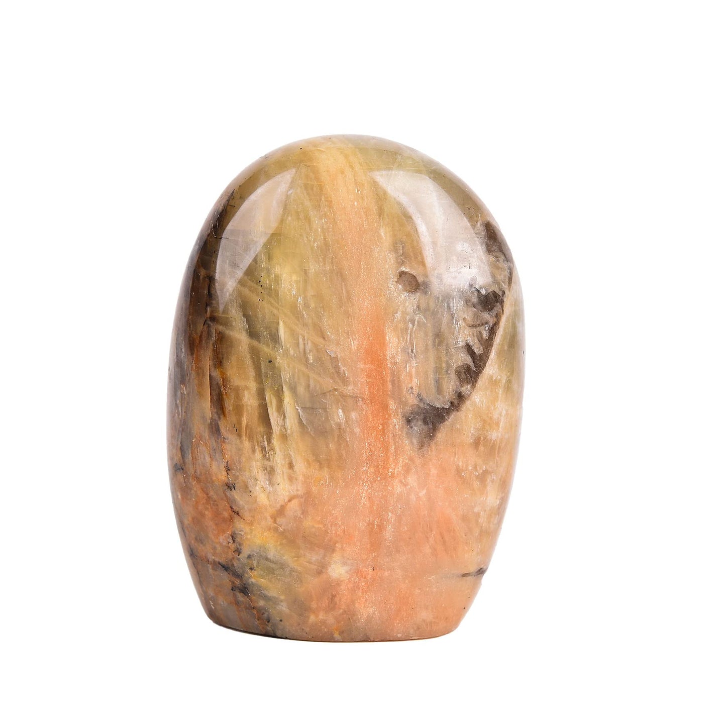 AMOYSTONE Single Orange Moonstone Rock Stones Collection Polished Crystal Healing Reiki Home Decor, Carved Polished, Irregular 0.7~1 LBS