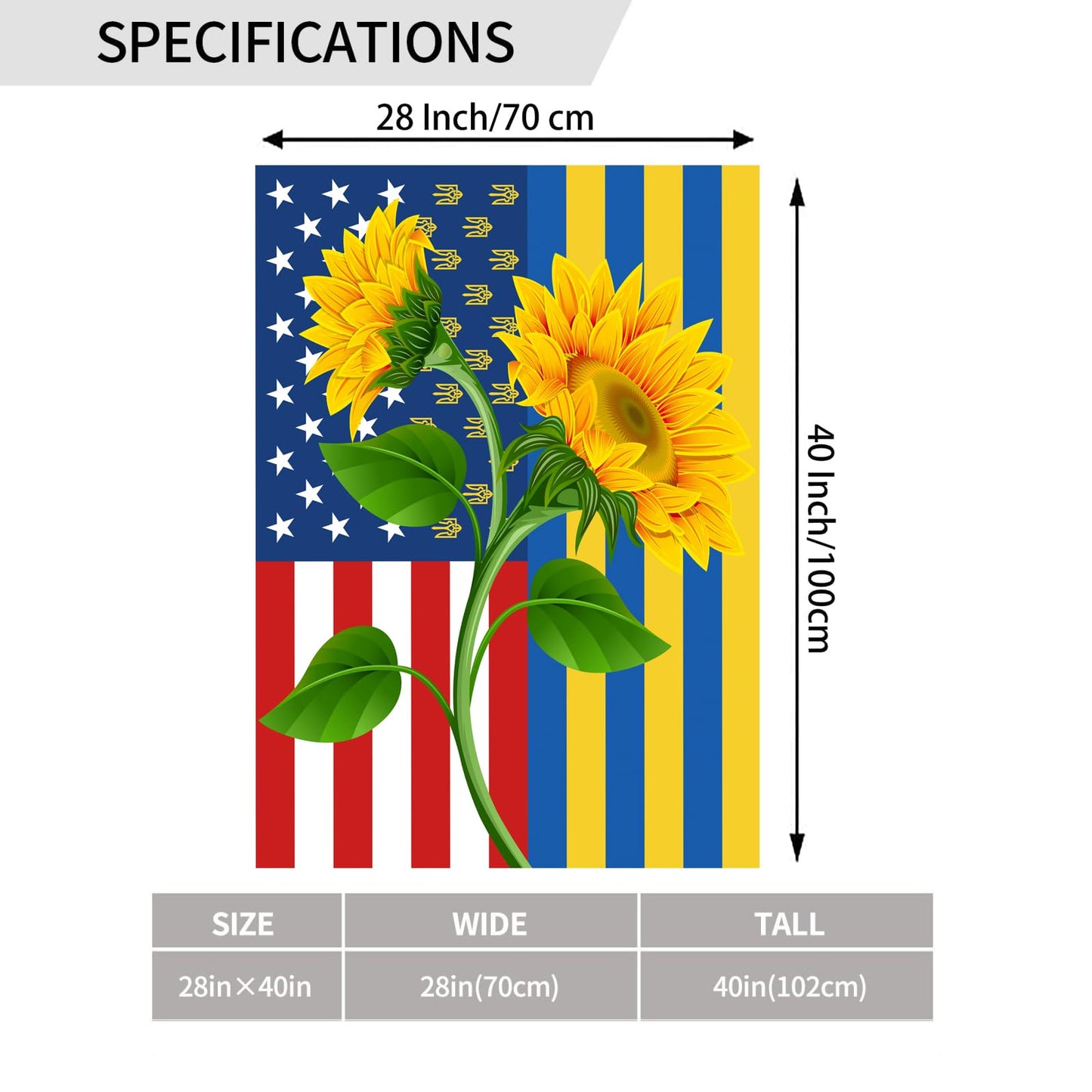 I Love Ukraine Garden Flag 28x40 Inch Outdoor Fade Proof Inside Sunflower Breeze Flag Garden House Home Decor Holiday Yard Sign