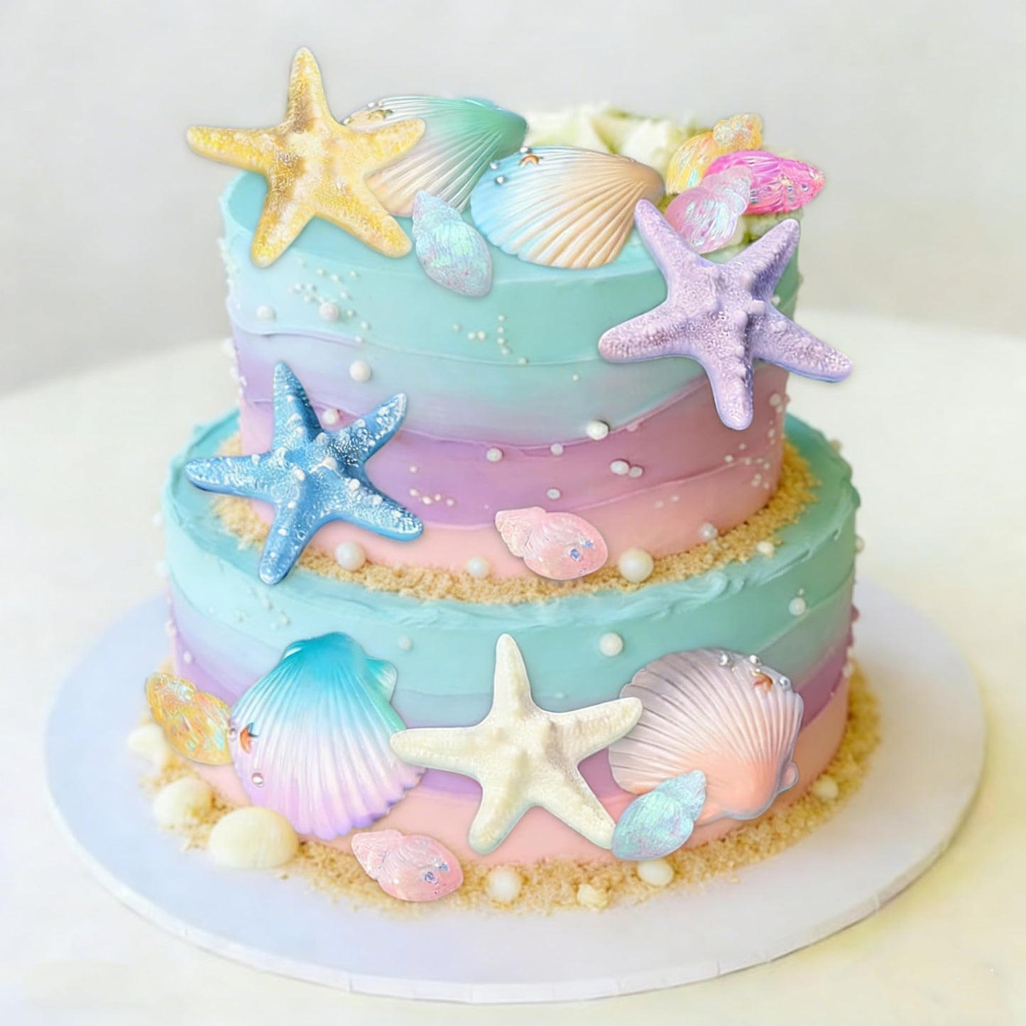 Under the Sea Cake Topper Beach Seashells Cake Decorations Ocean Under the Sea Birthday Party Decor Shells Starfish Cake Topper Summer Beach Baby Shower Party Supplies