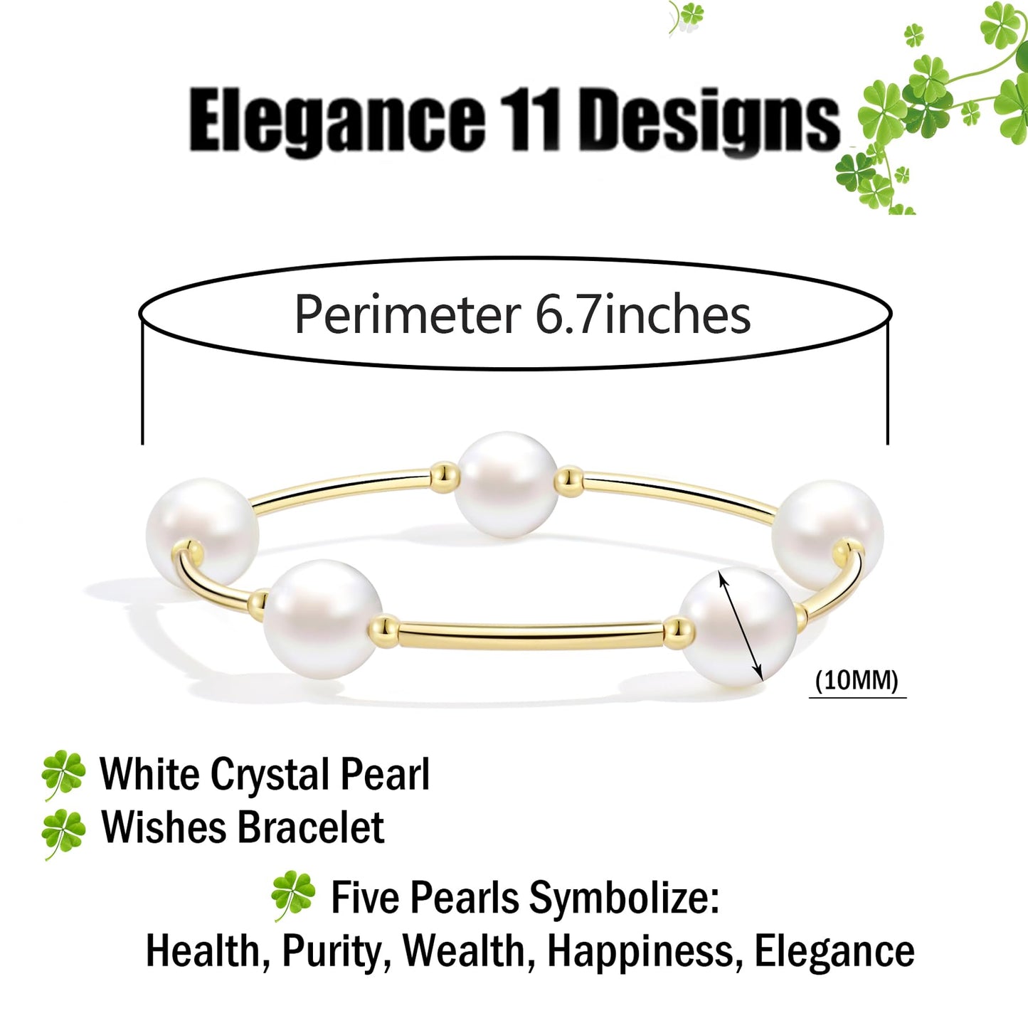 Elegance 11 designs Blessing Bracelet 10mm Crystal White Pearl Bracelet Dainty Gold Tube For Women Simple Bridal Gifts For Friends And Loved