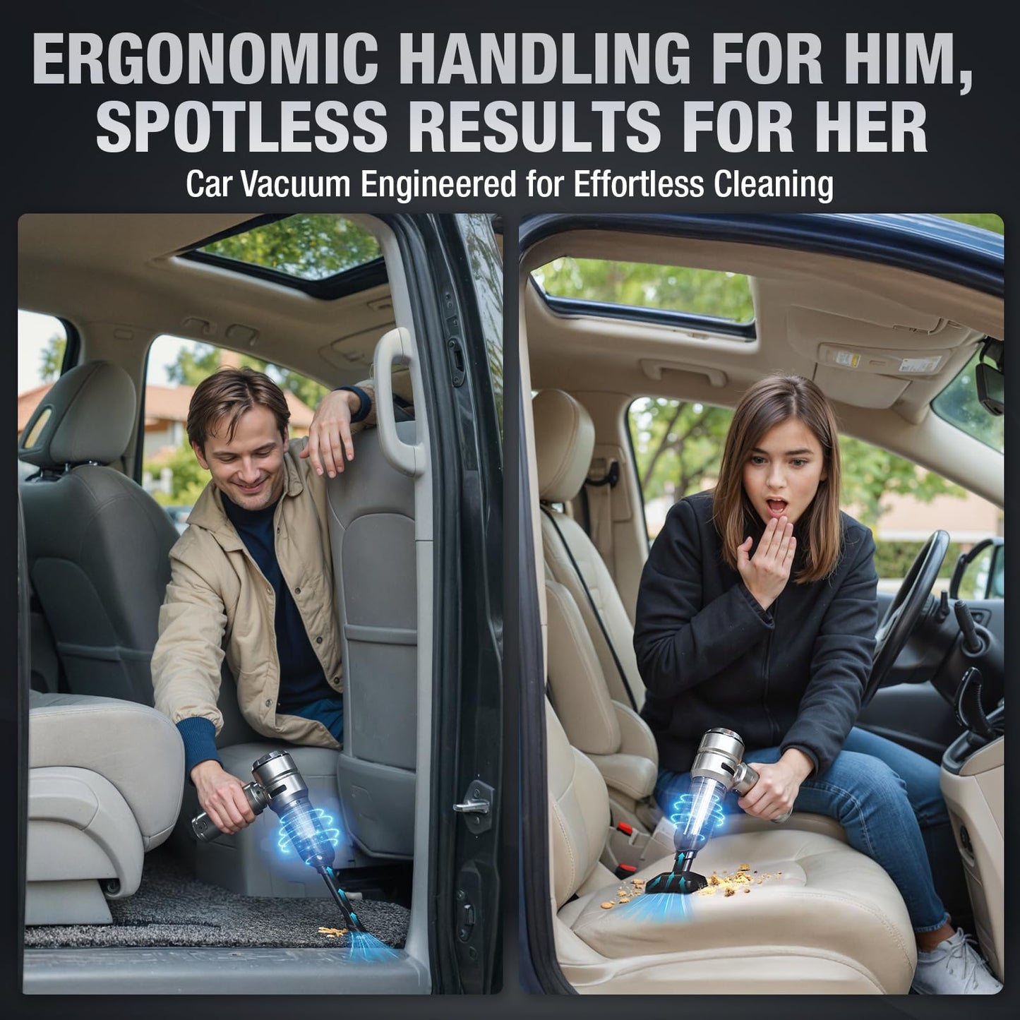VCAN ACTIVE Car Vacuum Portable Cordless 22000PA High Power with Brushless Motor 4-in-1 Compressed Air Duster & Air Blower & Pump Hand Held Vacuum for Car, Home, Office, Ideal Gifts for Men & Women