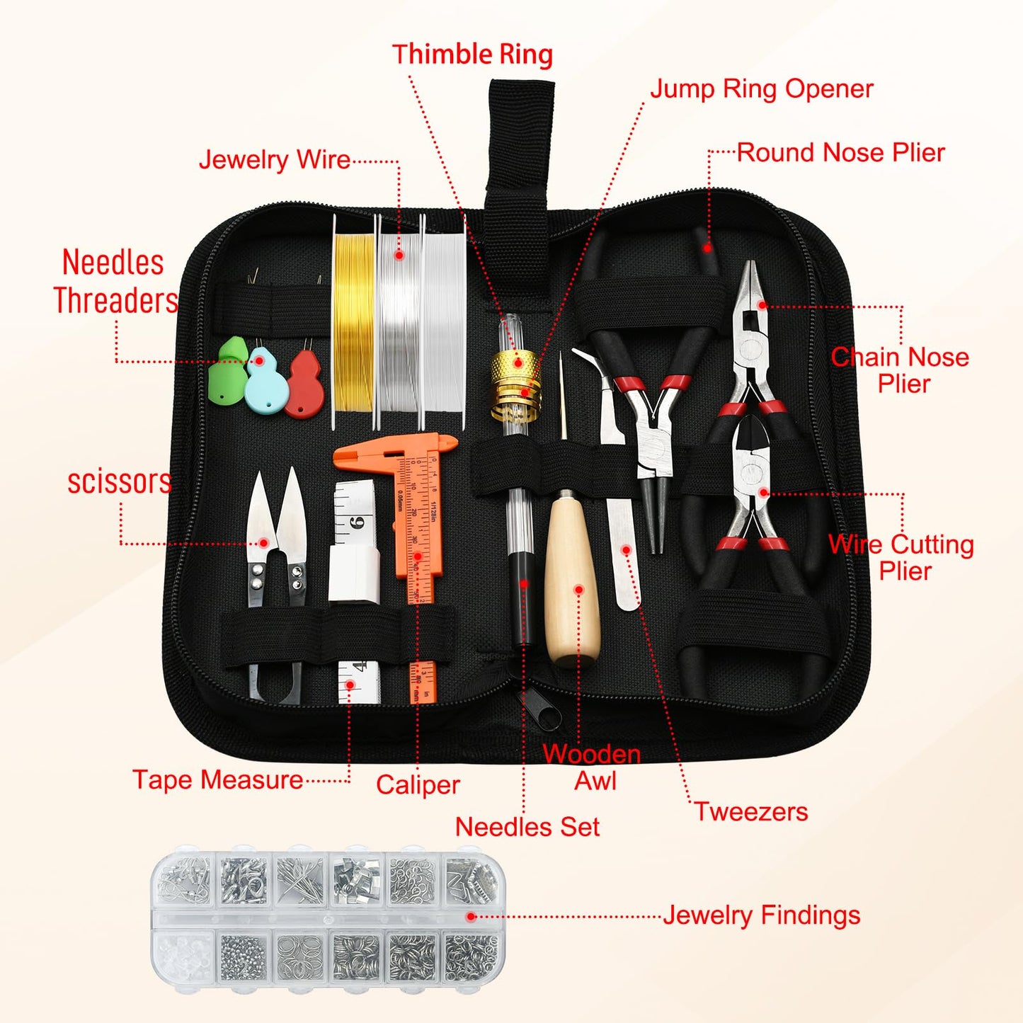 LYFJXX Jewelry Making Supplies Kit with Jewelry Pliers, Jewelry Wires and Jewelry Findings for DIY