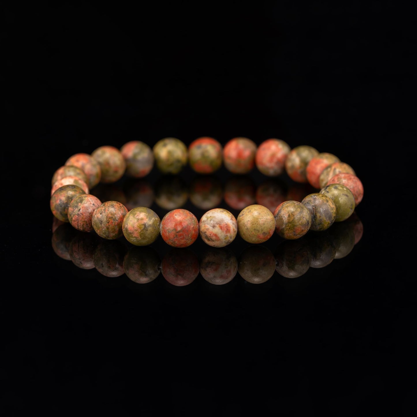 RIYAURA UNAKITE Healing Bracelet – 8mm Natural Gemstone Beads, Stretch Elastic Bracelet for Women & Men