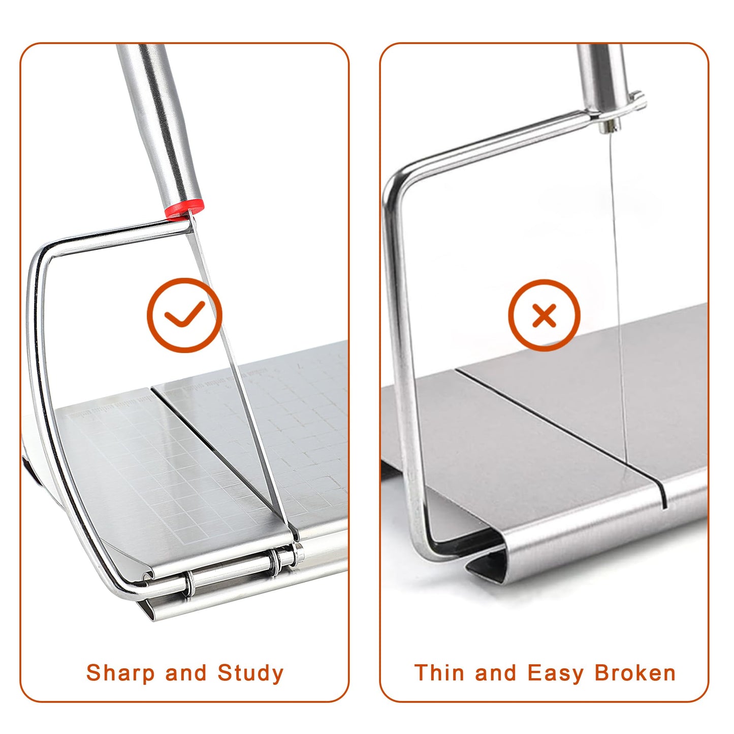 Cheese Slicer, Multipurpose Cheese Cutter Stainless Steel Cheese Slicers for Block Cheese, Butter, Sausages, Fruits Kitchen Gadget Cheese Cutting Board