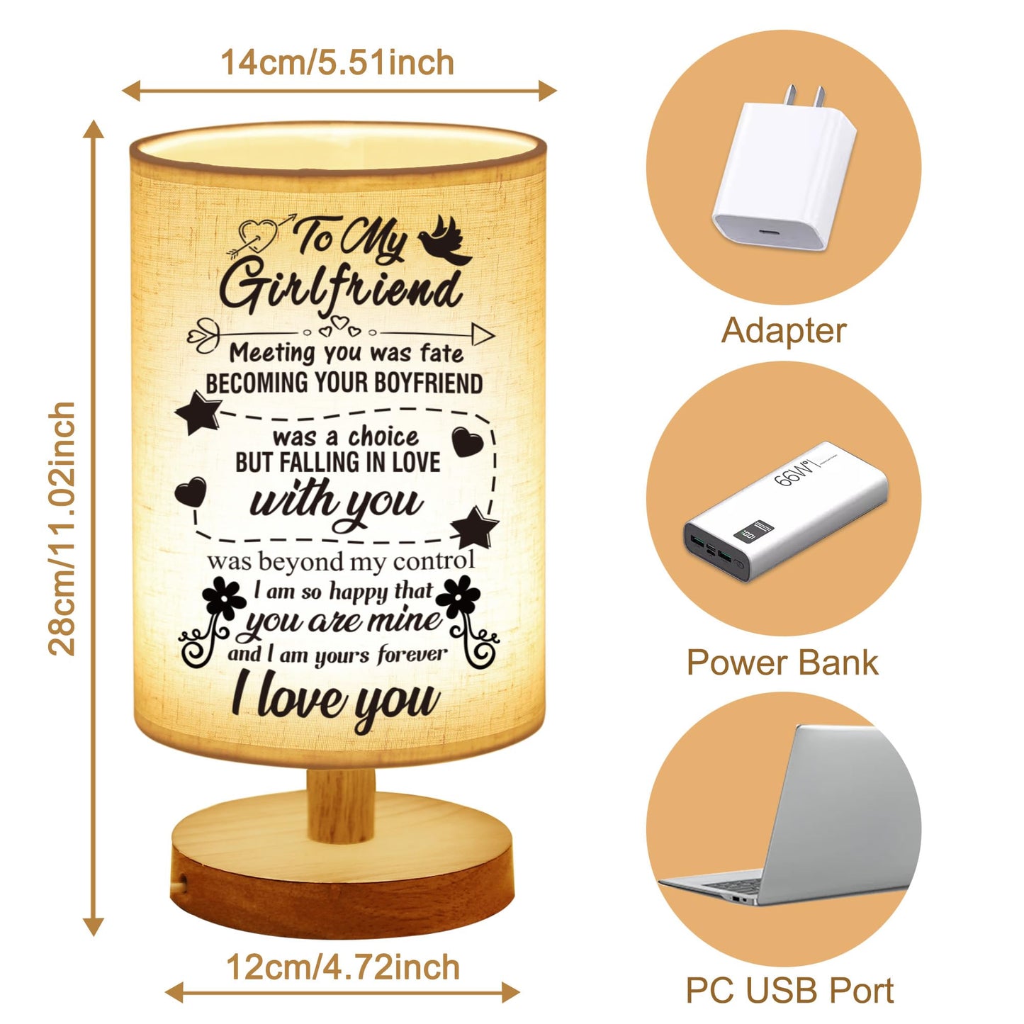 WSYEAR Romantic Gifts for Girlfriend Mothers Day Gifts, Night Light Lamp, Girlfriends Birthday Gifts for Her from Boyfriends