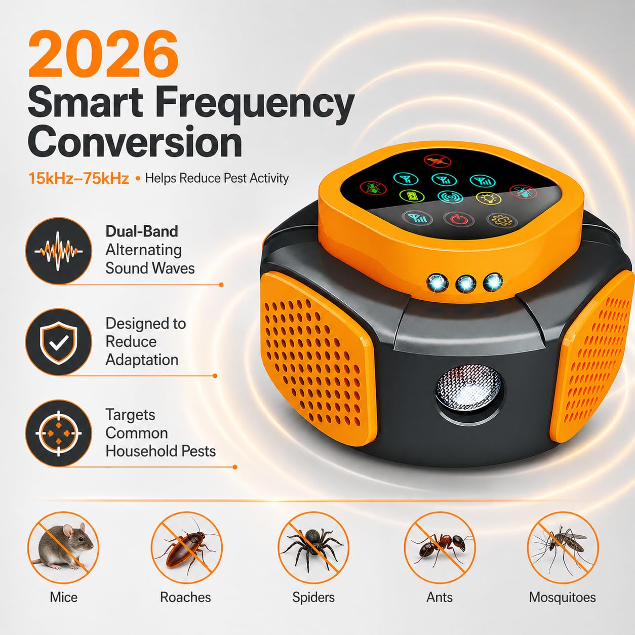 Ultrasonic Pest & Insect Repeller, Ultrasonic Repellent for Roach, Rodent, Mouse, Bugs, Mosquito, Mice, Spider, Ant,Electronic Plug in Pest Control,3 Mode Switching