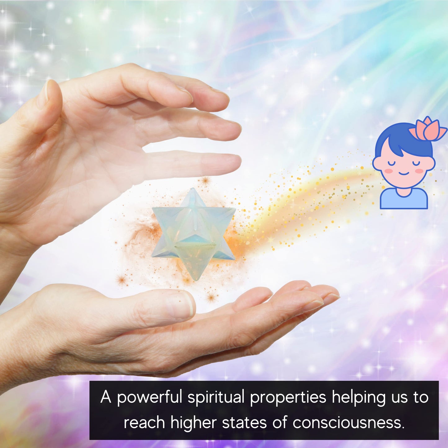 Amazing Gemstone Opalite Merkaba Crystal - 0.75 Inches Metaphysical Merkaba Star for Meditation - Energetic Tetrahedron Crystal and Healing Stones for Spiritual Growth and Healing (15-20mm)