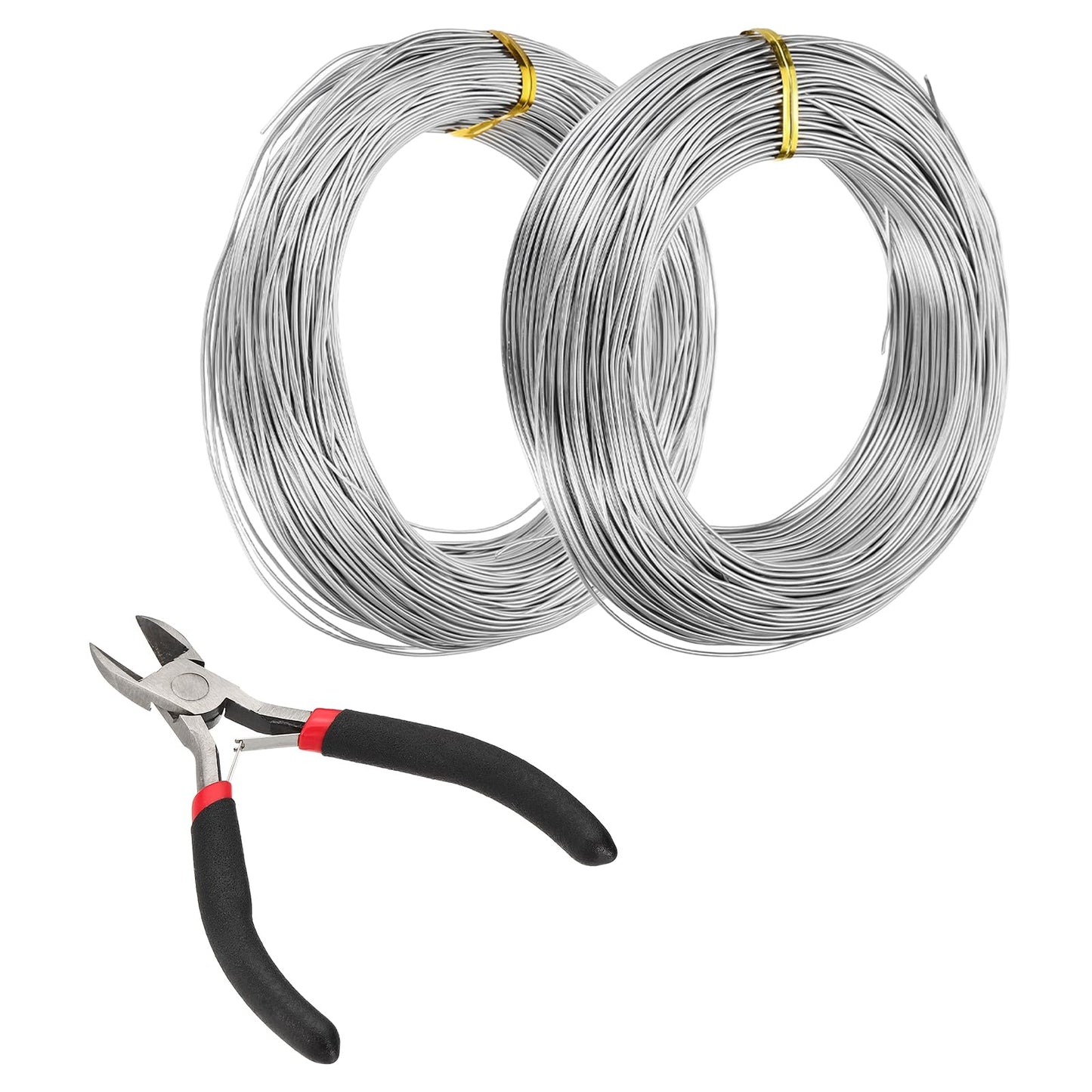MECCANIXITY 328 Feet Aluminum Craft Wire, 20/18 Gauge (0.8/1mm) Sculpting Metal Armature Craft Wire for DIY Jewelry Making Beading Floral with Cutter Silver, 3 Pcs