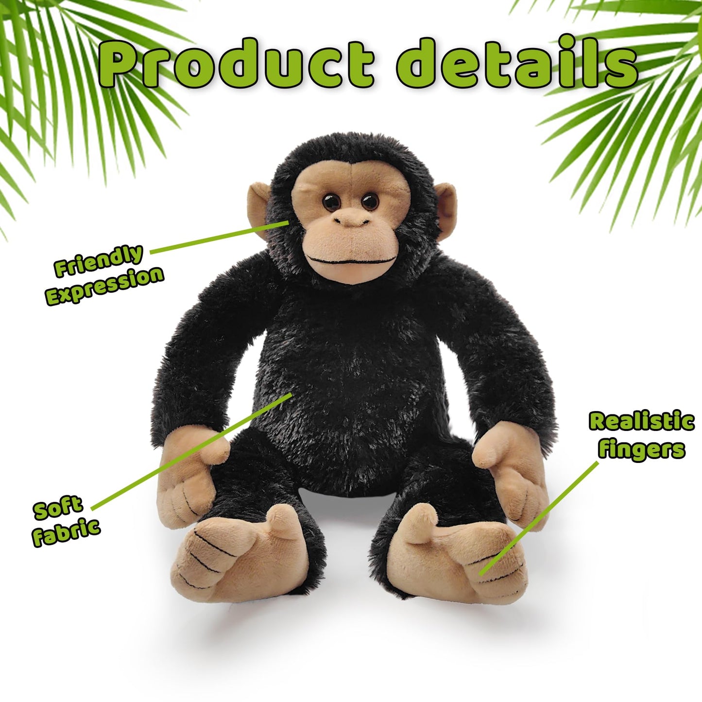 Hideekoog Realistic Chimpanzee Stuffed Animal Toys, 13” Wild Monkey Zoo Stuffed Animal Gorilla Plush Soft Toys Hugged, The Best Gift for Boys and Girls on Birthdays and Christmas
