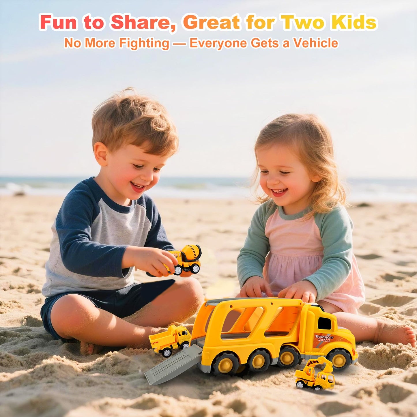 Nicmore Construction Truck Toddler Toys Car: Toys for 1 2 3 4 Year Old Boy 5 in 1 Carrier Toys for Kids Age 1-3 2-4| 18 Months 2 Year Old Boy Christmas Birthday Gifts