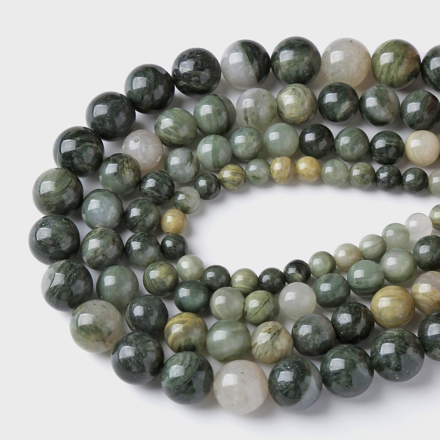 32pcs 12mm Natural Green Hair Quartz Stone Beads for Jewelry Making DIY Bracelet Necklace Accessories 15" Energy Healing Power Round Stone Beads (12mm, Green Hair Quartz)