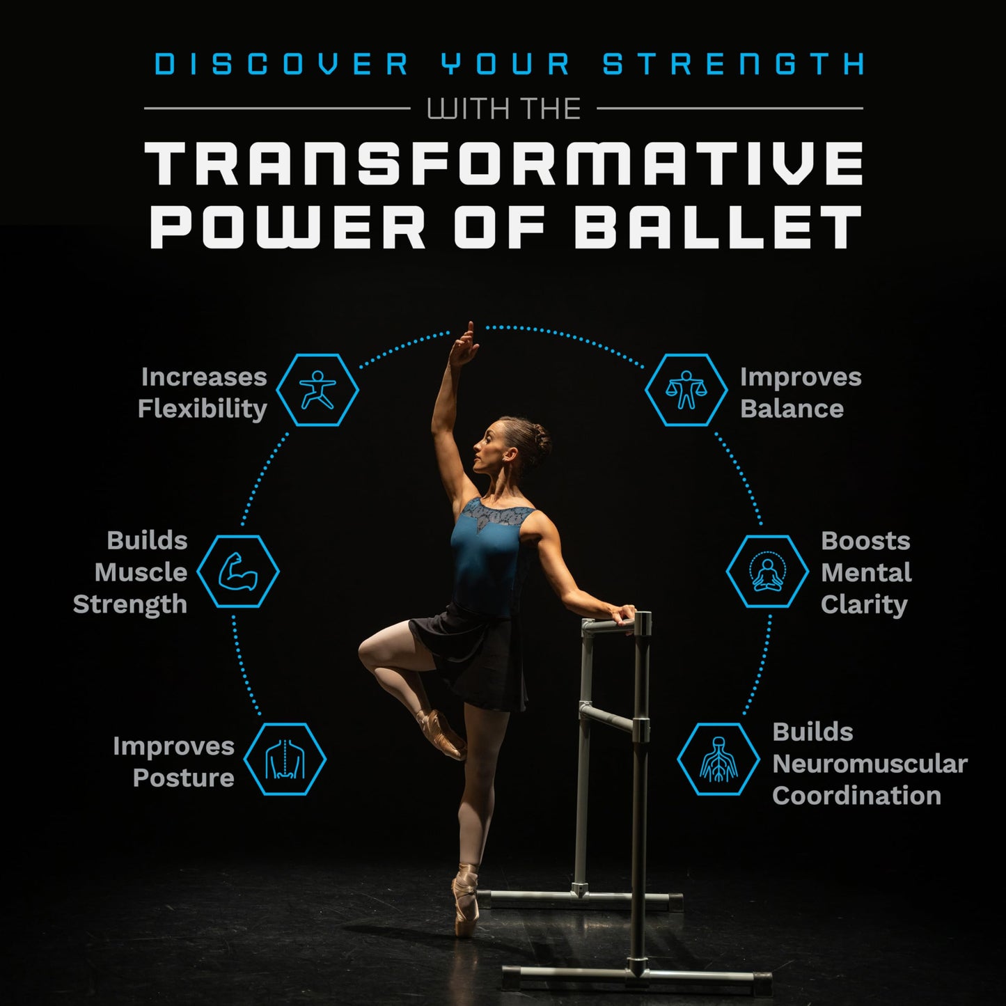 VITA Barre Portable Freestanding Double Ballet Barre, Extreme, 14 Ft Bars, Purple, Steel | Fixed Height, Made in USA, Home or Gym Exercise Equipment for Kids & Adults | Dance, Fitness, Pilates