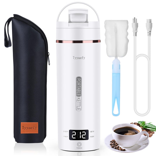 Portable Electric Kettle with Drinking Spout, Plug-in with Travel Bag, 450mL 304 Stainless Steel, 4 Preset Temp, Rapid Boiling – Home/Office/Hotel/Caravan/Dorm/Business Trip