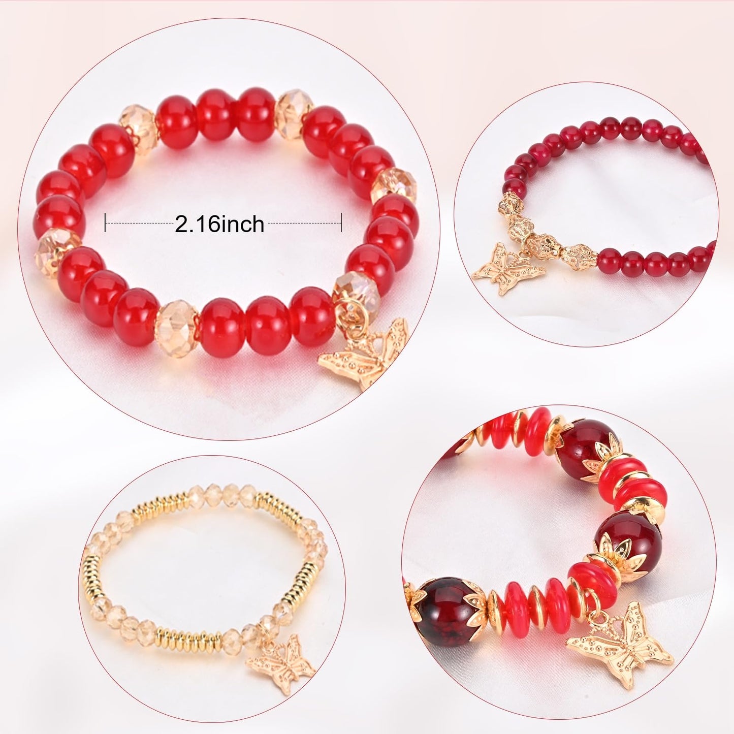Bohemian Bracelet Sets for Women - 6 Sets Stackable Stretch Bracelets Multi-color Boho Jewelry for Women Hippie Bracelets Dainty Jewelry (Mixed color bracelet sets)