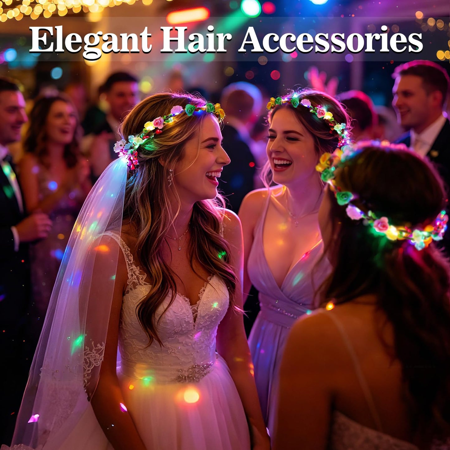 20 Pcs LED Flower Crowns Headbands - Light Up Headband for Women, Garlands Glowing Floral Wreath Crowns for Wedding Beach Party Birthday Cosplay Gifts