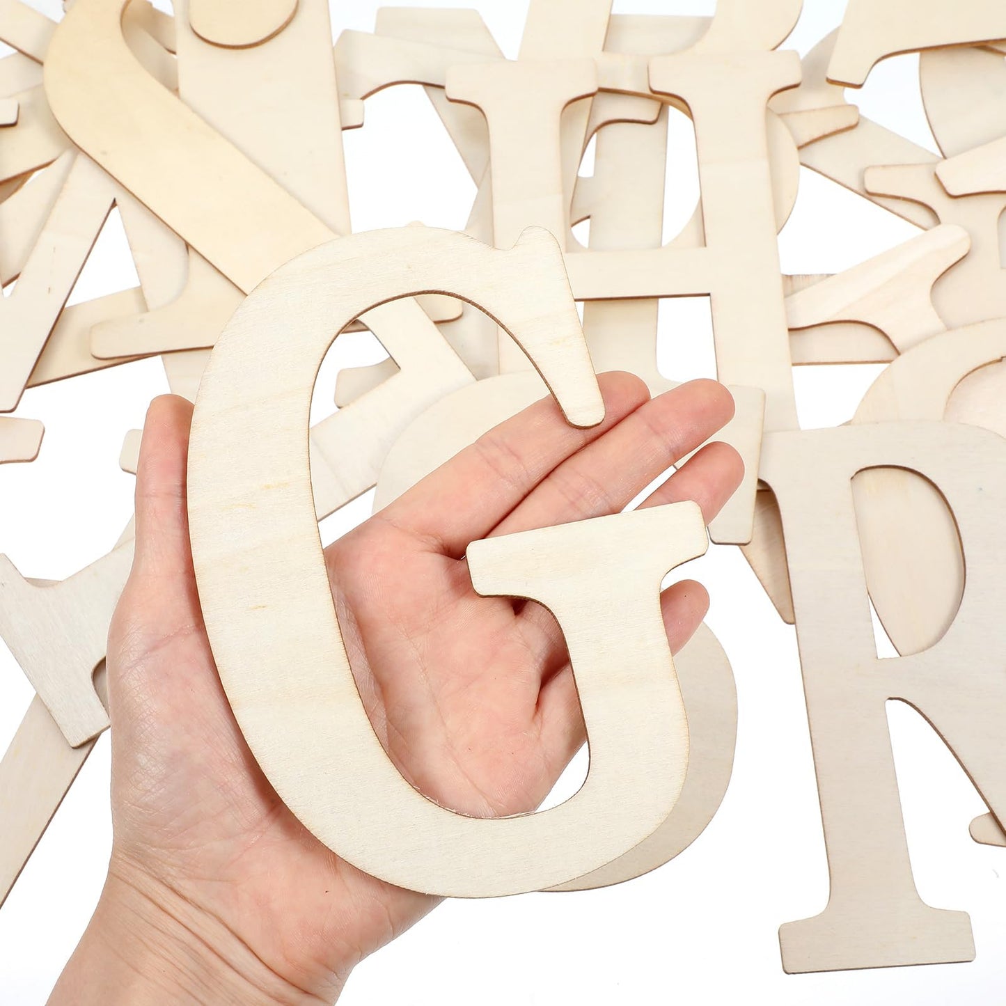 2 Set Wooden Letters for Crafts, 52 Pcs 6 Inch Unfinished Capital Wooden Alphabet Letters&Numbers Wood Letters for DIY Painting Arts Home Decorations Kids Spelling Learning
