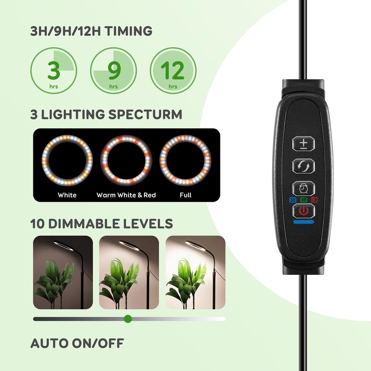 LPMZMBL Dual Head Grow Light for Indoor Plants Full Spectrum Plant Light with 16.5"-68" for Growing Large Tall Plants Equipment with 3/9/12-hour Automatic Timers 3 Light Modes 10 Dimmable Levels