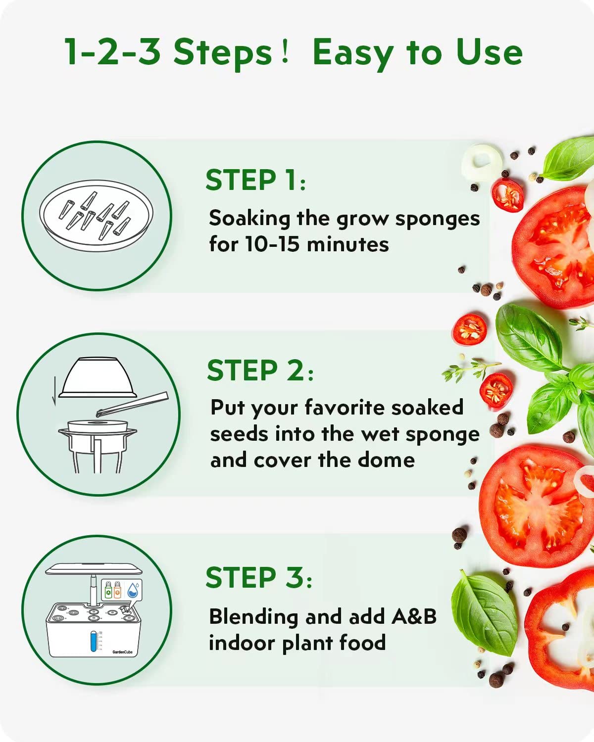 GARDENCUBE 166pcs Hydroponic Pods Kit: Compatible with Aerogarden Grow Anything Herb Kits - Includes Grow Sponges Grow Baskets Grow Domes Labels A&B Plant Food - Hydroponics Supplies for Most Brand