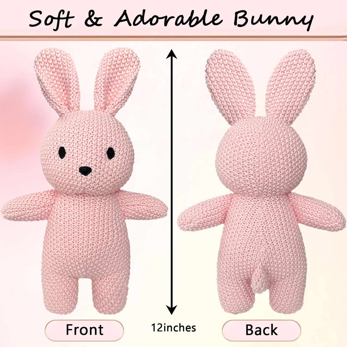 okegztoa 2 Pack Cotton Baby Plush Stuffed Animals Cute Bunny and Huggable Sheep Knitted Plush Toy Gifts for Kids and Newborns, Handmade Crochet Doll for Christmas, Easter (Rabbit+Sheep)