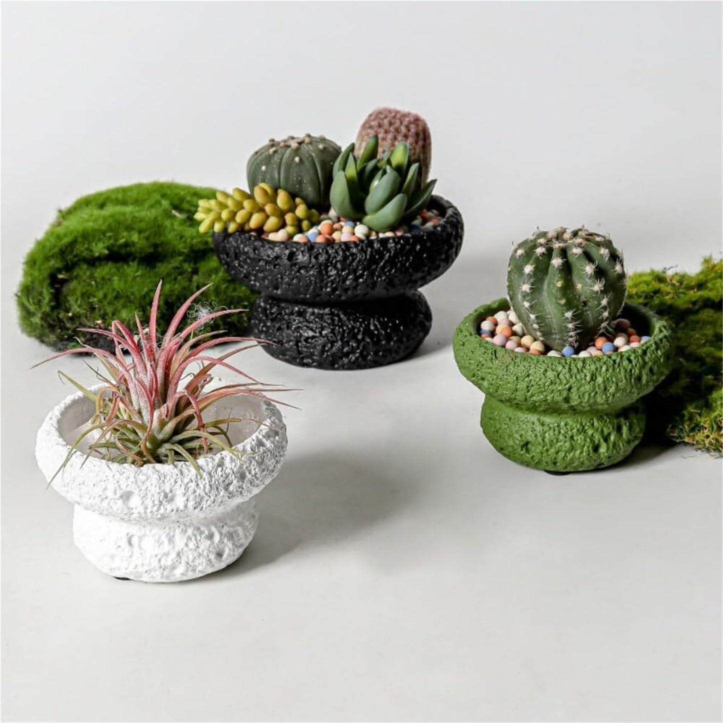 FXLTHIYBO Sleek Cement Creative Meteorite Pattern Flower Pot Planter Plants Flowers Bonsai Decoration for Indoor use(Purple,Large)