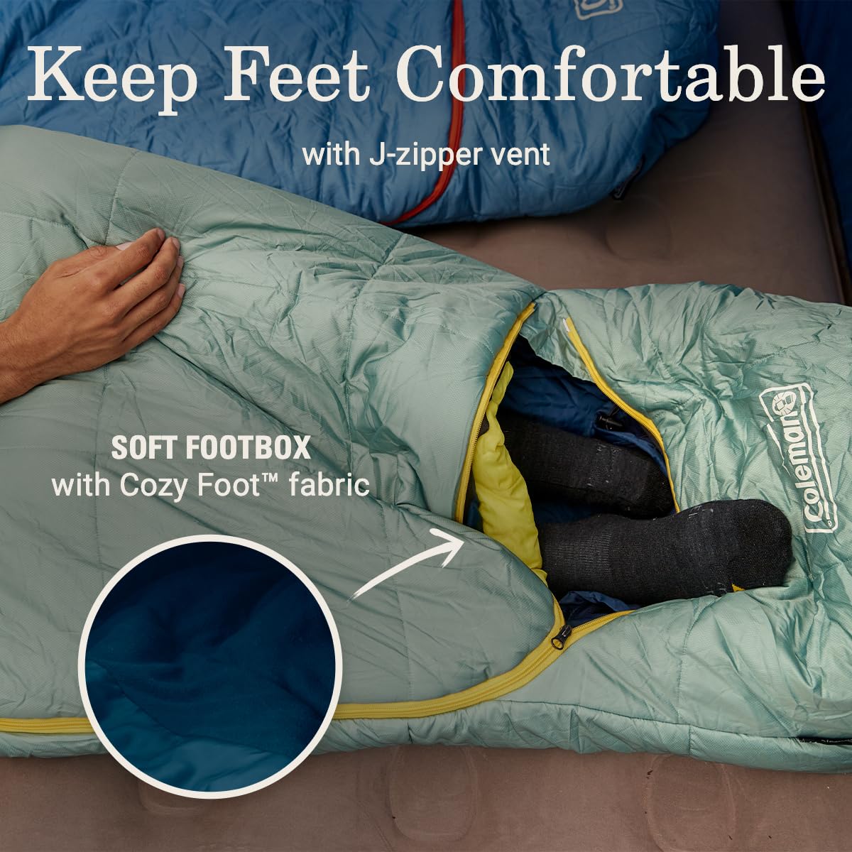 Coleman Big Bay 0/20/40°F Cold-Weather Sleeping Bag, Adult Mummy Sleeping Bag with Headrest, Foot Ventilation, & Storage Sack, Big & Tall Options