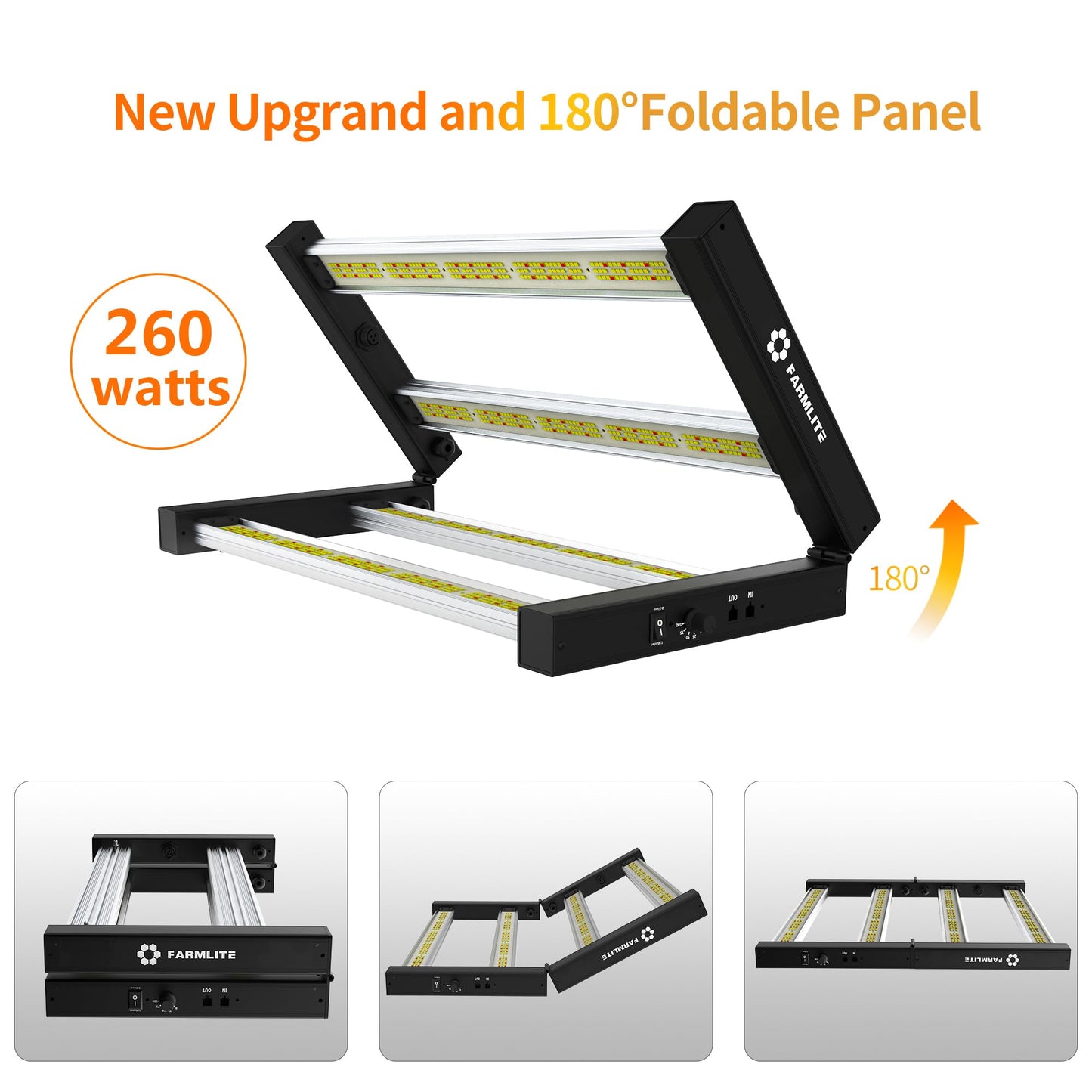 FARMLITE LED Grow Lights for Indoor Plants Full Spectrum Growing Light Bar Plant Hanging Growing Lamps Seedling Daisy Chain Dimmable Board 4x4ft Coverage (260watts)