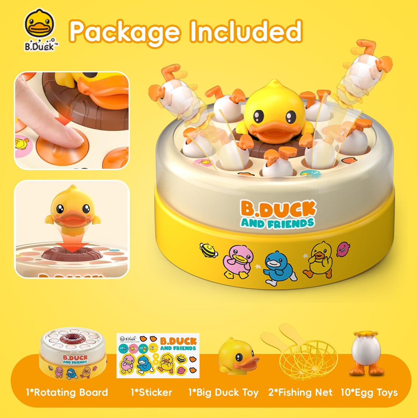 BDUCK+ Board Games for Toddlers, Kids Toys Jumping Ducks Game for Kids 4-8, 2 Players Family Board Game Interactive Educational Toy for Boys Girls, Birthday Gifts for Age 3 & Up