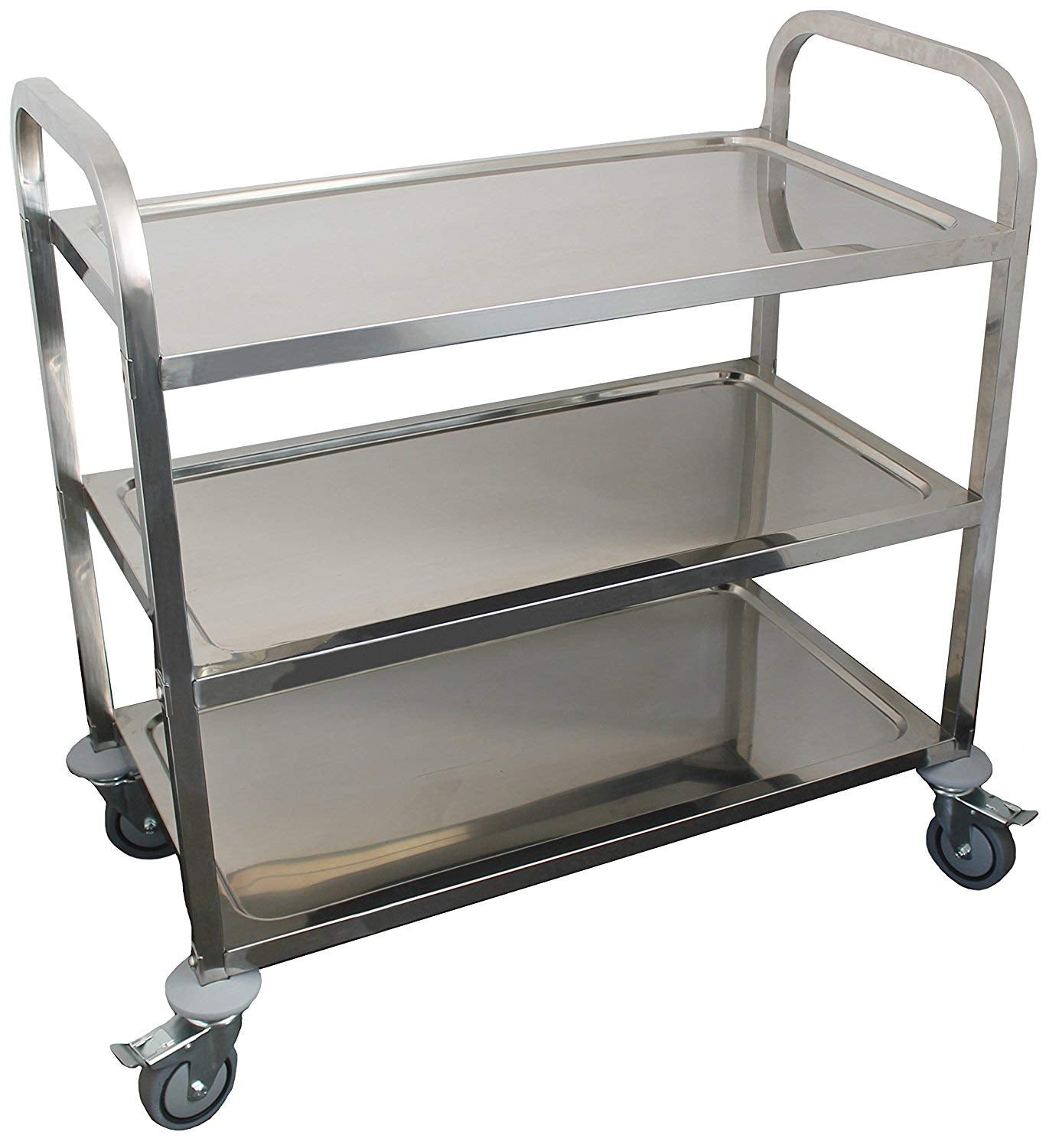 Stainless Steel 3-Shelf Utility Cart | 33" x 18" x 36" | 400 lb Capacity | Knockdown Food Service Cart with Casters for Kitchen, Restaurant, and Utility Use