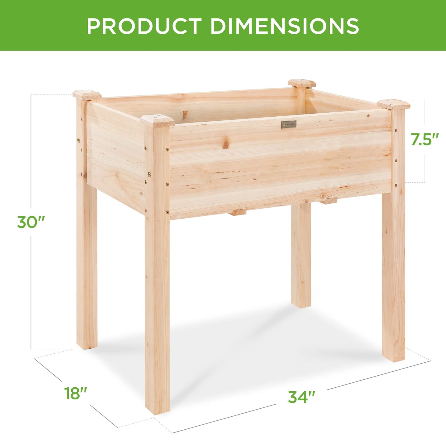 Best Choice Products 34x18x30in Raised Garden Bed, Elevated Wood Planter Box Stand for Kids, Backyard, Patio, Balcony w/Bed Liner, 150lb Capacity - Natural