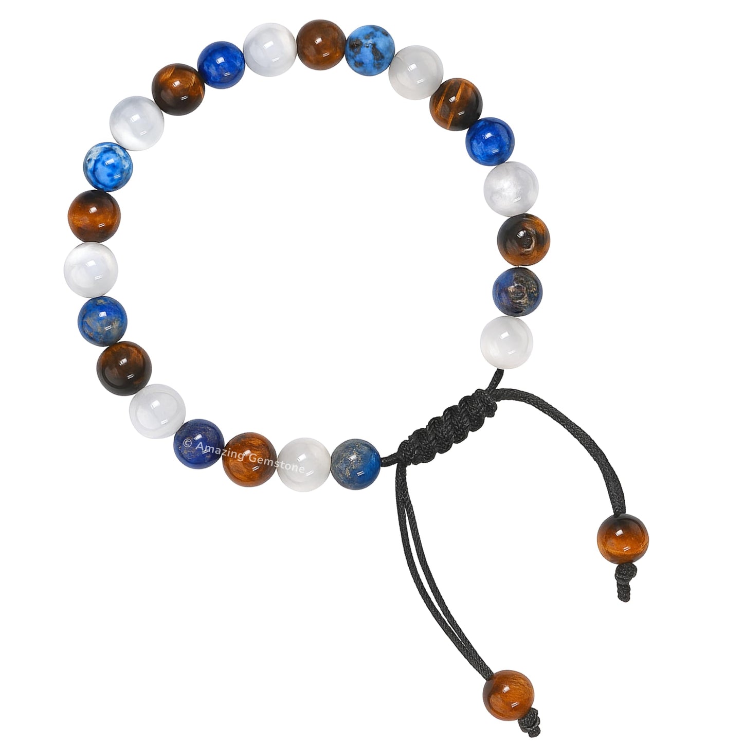 Amazing Gemstone Gemini Bracelet Women - Crystal Bracelet of Lapis Lazuli, White Moonstone and Tiger Eye Birthstone - Bracelets for Women Men Healing Calming Anxiety Stress Relief Gifts (Adjustable)