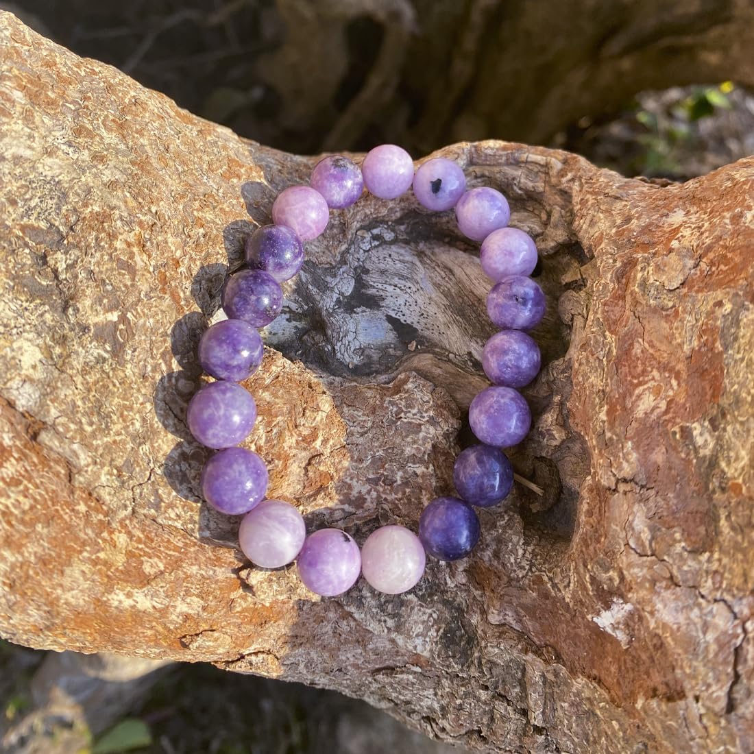 10mm Lepidolite Crystal Bracelet for Women Men | Natural Adjustable Handmade Lithium Purple Crystal Jewelry | Anxiety Relief & Stress - Emotional Balance | Fit for 7-8 inch Wrist