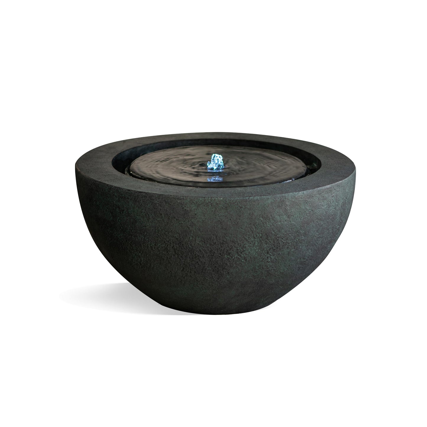 XBrand 19.8" W Round Sphere Water Fountain Indoor Outdoor with LED Light, Polyresin Bubbler Feature for Patio Garden Yard Home Décor, Dark Green