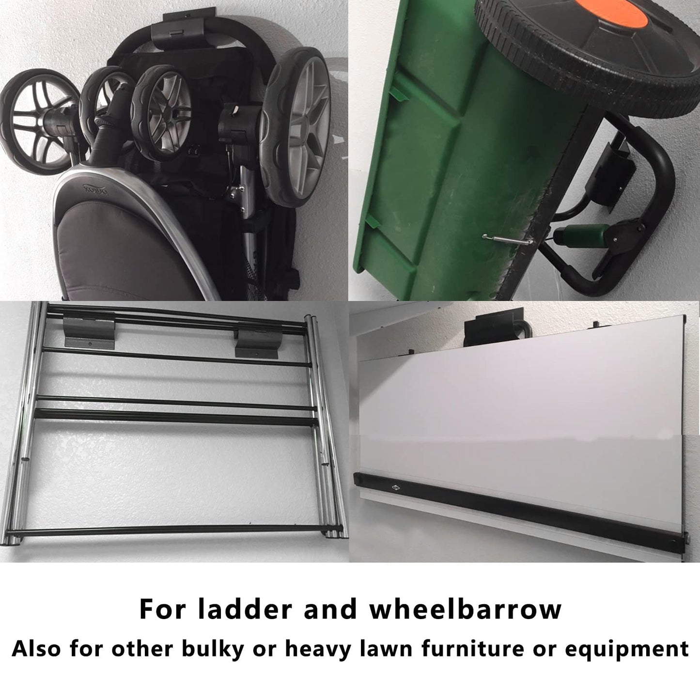 Juformin Heavy-Duty Ladder Hanger-Wall Mount Ladder Hook-Garage Wall Wheelbarrow Hangers-4 Pack