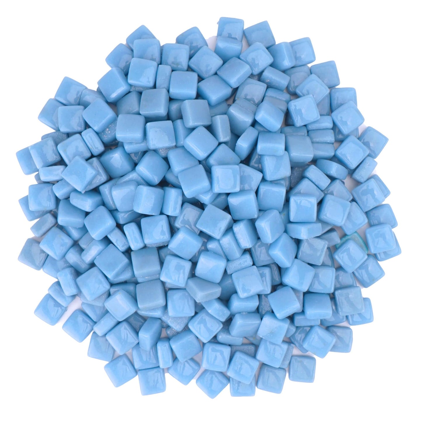 Samjobroad Square Glass Mosaic Tiles for Crafts – 10x10mm Mosaic Pieces, 6mm Thick Fired Glass Tiles, 300g (160 Pieces) for Wall Art,Picture Frames, Mirrors & Home Décor, Sky Blue