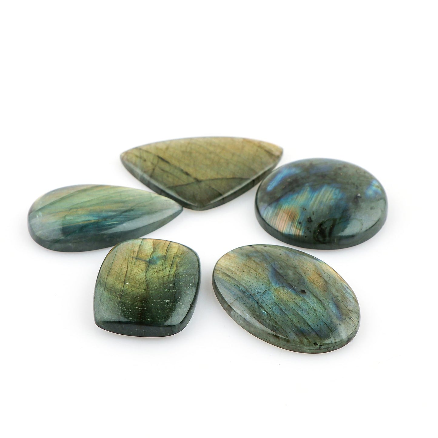 CRYSTALIS Big 5pcs, 25-30+mm, Natural Labradorite Mix Shape Loose Gemstone Wholesale Bulk Cabochons Jewelry Making Supply, Chakra Healing Polished Stones, Wire Wrapping, DIY, Gem Collection