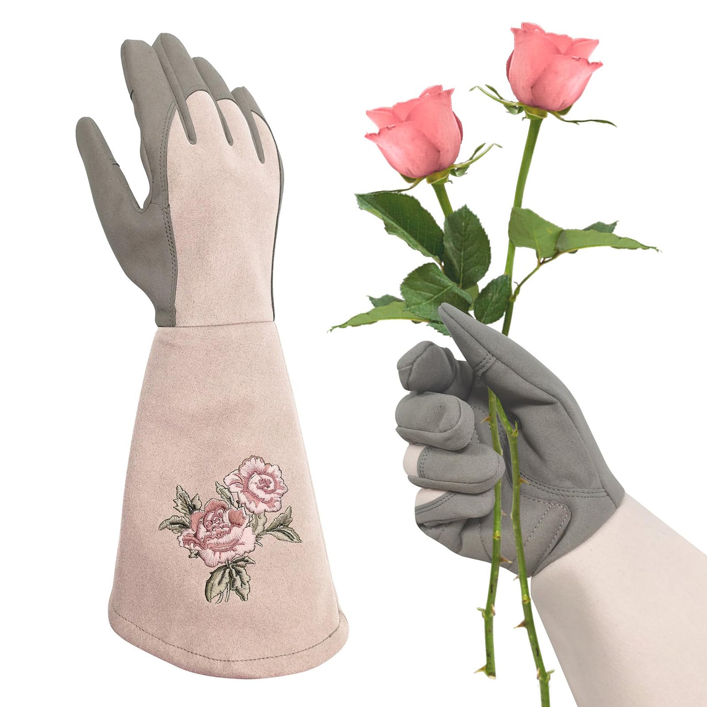 Intra-FIT Long Gardening Gloves for Women,Durable Rose Pruning Gloves Thorn Resistant for Weeding Planting Digging(Medium,1 Pair)