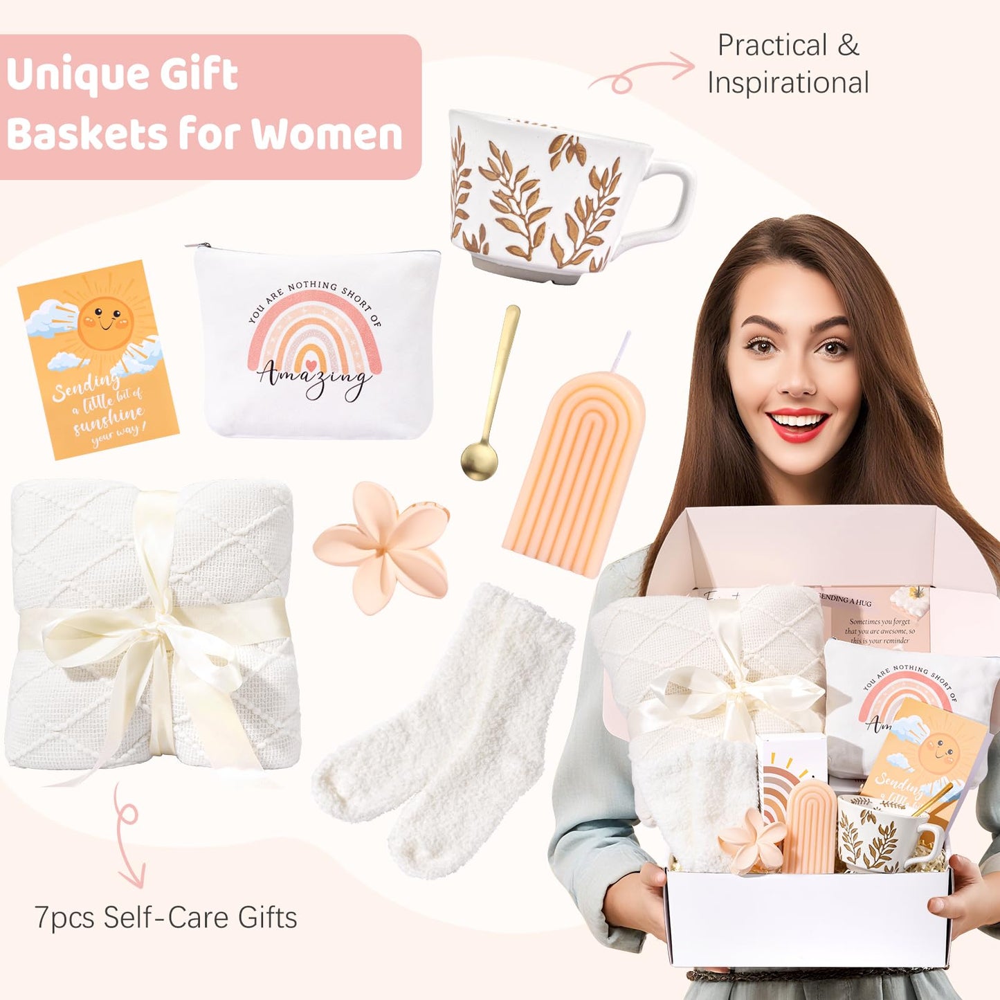 Birthday Gifts for Women, Unique Relaxing Spa Kit Gift Baskets for Women Self Care Gift Get Well Soon Christmas Gifts for Best Friends Sister Mom Her