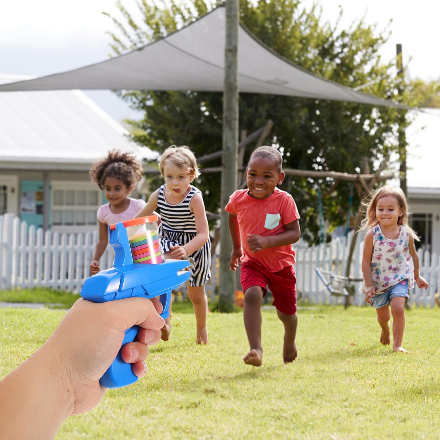 TOYANDONA 2pcs Soft Foam Flying Disc Shooter for Boys and Girls Launchers with Soft Discs Interactive Outdoor Toy for Backyard Fun Family Gatherings and Park Activities