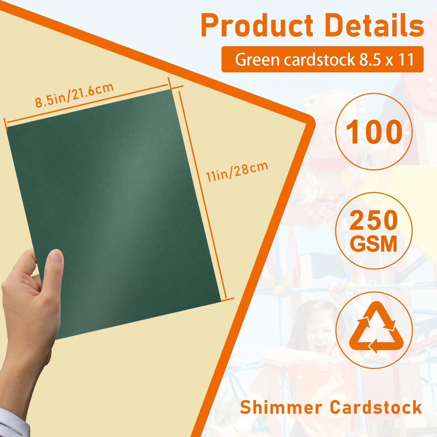 Guakicae 100 Sheets Dark Green Shimmer Cardstock 8.5 x 11 Scrapbook Paper, 92lb Premium Invitation Paper Card Stock for Wedding, Crafting, Greeting Cards, Making Cards, Birthday Decorations