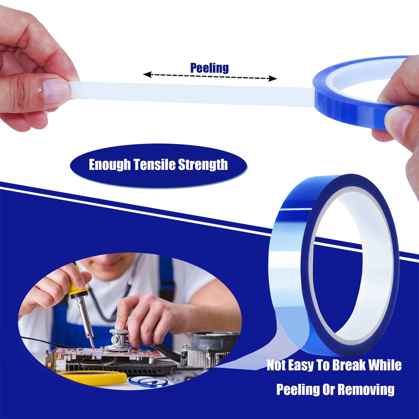MEBMIK 6 Rolls 20mm x33m(108ft) Blue Heat Tape High Temperature Heat Resistant Tape Heat Transfer Tape for Heat Sublimation Press Vinyl,No Residue