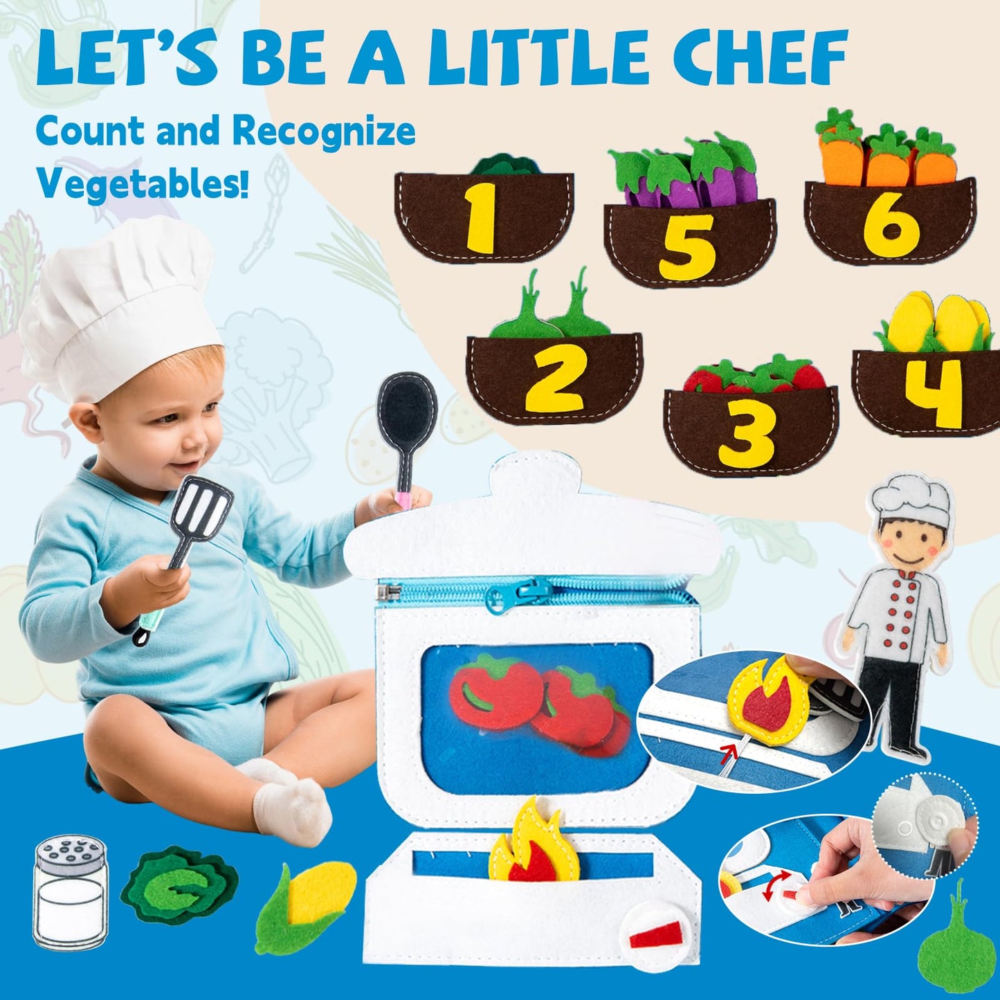 YunHe XinQiao Toys Factory My First Busy Book for Toddlers 3-5, Montessori Quiet Book with Life Skills Activities, Sensory Activity Book for Kids, Travel Toy for Airplane, (4 Career Roles)