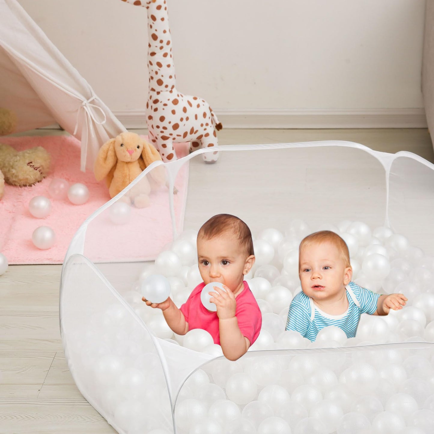 Kids Ball Pit, Large Pop Up Toddler Ball Pits 47inches Play Tent for Toddlers Girls Boys for Indoor&Outdoor Play Tent with Carry Tote, Balls Not Included (White)