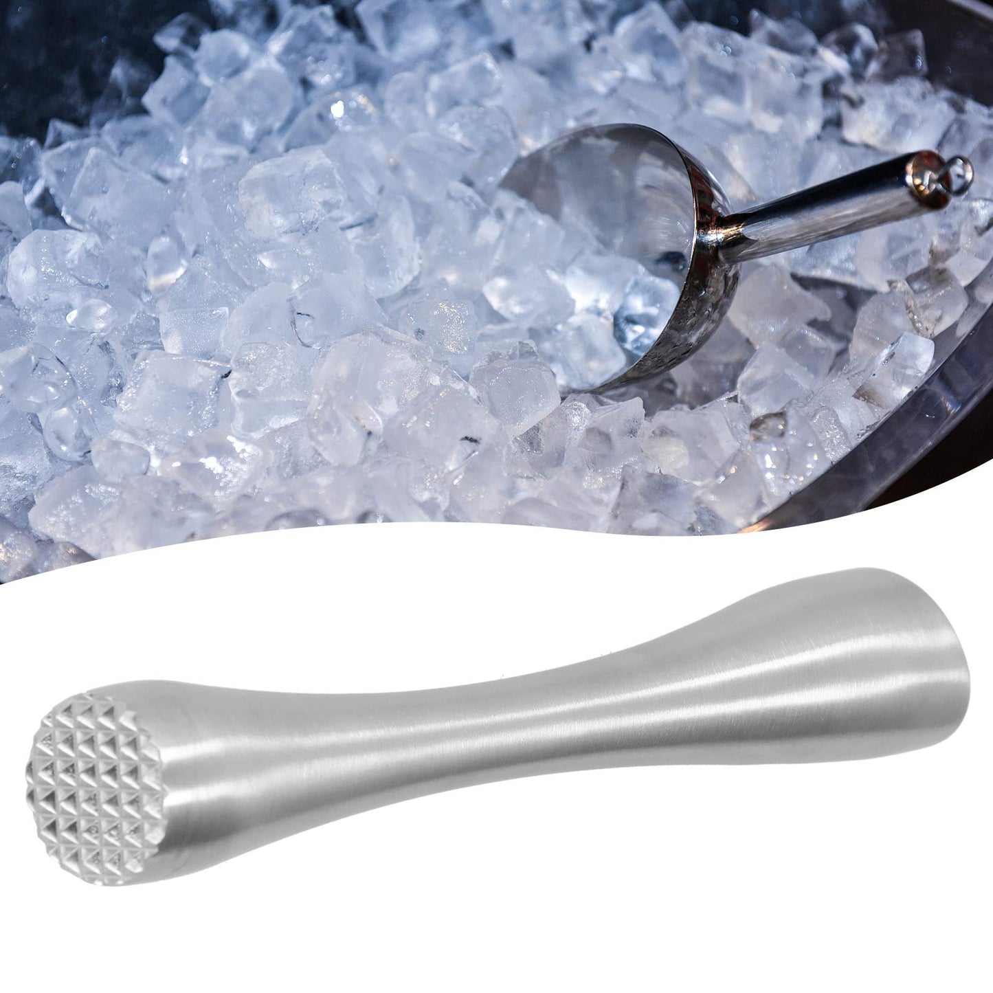 Kodrily Ice Mallet, Stainless Steel Ice Crushing Rod, Sturdy Ice Crushing Hammer Crusher with Ergonomic Handle for Fruit Mixer DIY Drinks Kitchen Restaurant Bar Tool, 7.9 x 1.2in