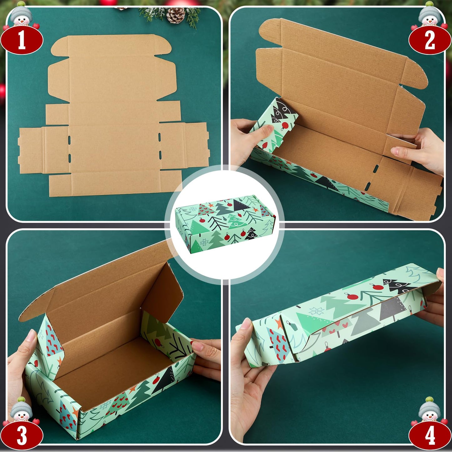 Zhanmai 25 Pcs Christmas Shipping Gift Boxes Small Holiday Mailing Cardboard Gifts Boxes Christmas Shipping Packaging Cases for Wrapping Holiday Goodie Present(4 x 8 x 2 Inch,Classic Style)