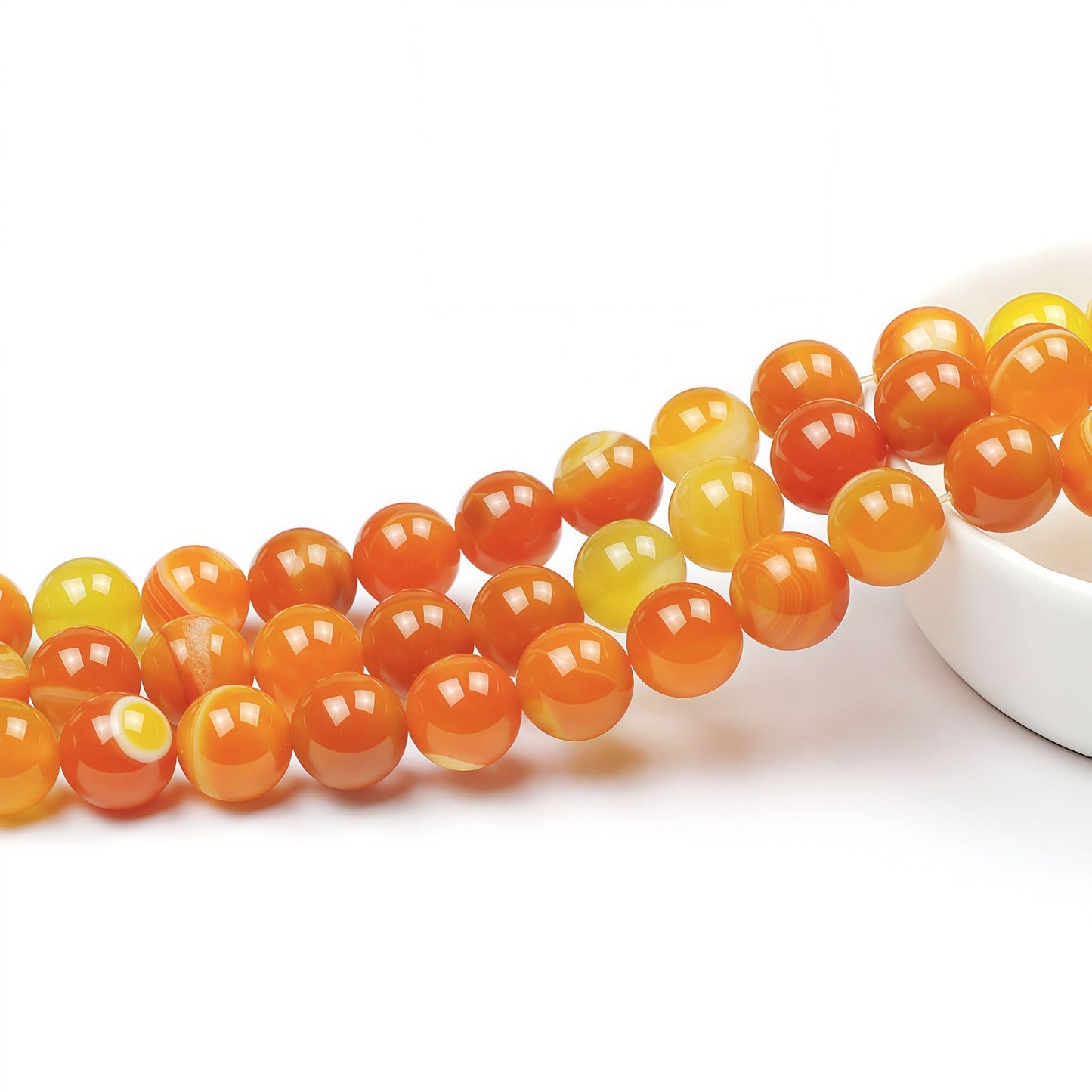 MJDCB Natural Stone Beads Orange Stripe Agate Round Loose Beads for Jewelry Making DIY Bracelet Necklace (8mm)