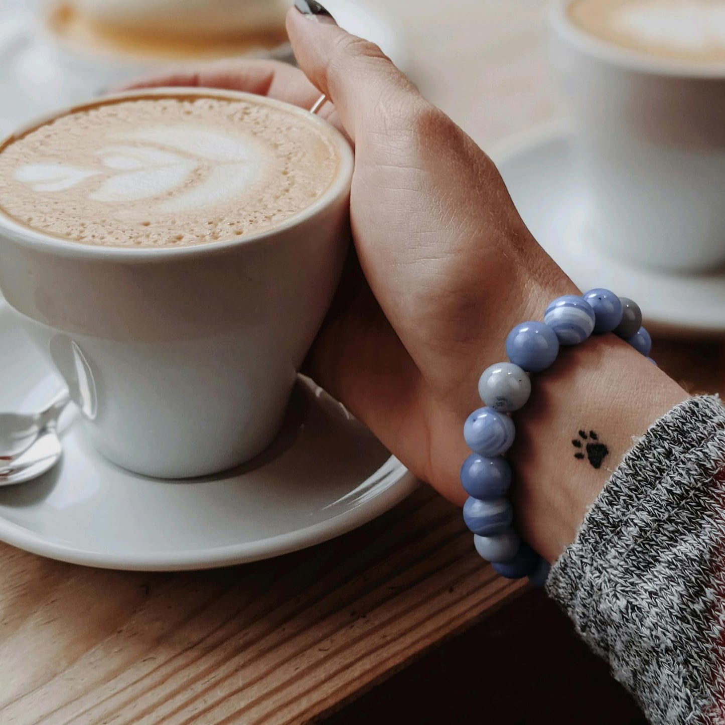 TSdiyART Blue Lace Agate Bracelet, 10mm Natural Round Gemstone Beaded Bracelet for Women Men, Healing Crystal Chakra Bracelets Jewelry (Blue Lace Agate)
