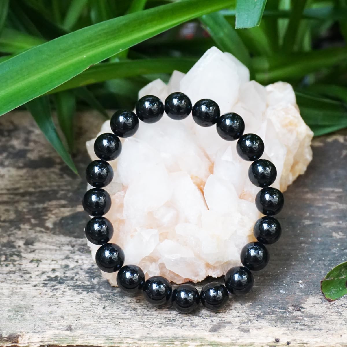 8MM Black Tourmaline Bracelet, 3A Grade Natural Chakra Crystal Jewelry | Birthstone of October, Fit 6.5" Wrist Size, Bring Luck, Peace & Love, Feng Shui Gift for Friends Familys